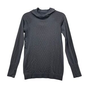 Lululemon Rest Less Hoodie Women 4 Black Jacquard Knit Running Pullover Active